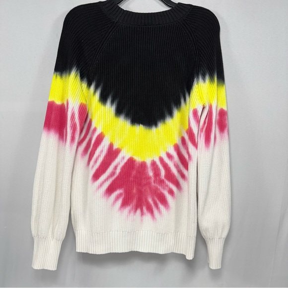Tie Dye Sweater 525 America Black Yellow Red Cotton Pullover Medium M - Picture 3 of 9